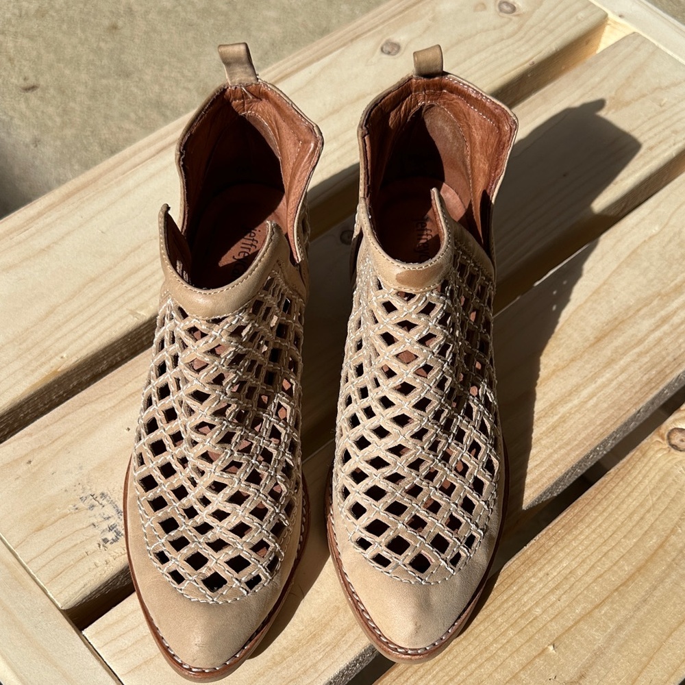 Jeffrey Campbell Beige Cutout Ankle Booties